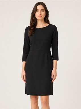 GAP Black Ponte Knit Dress Size 10 3/4 Sleeve